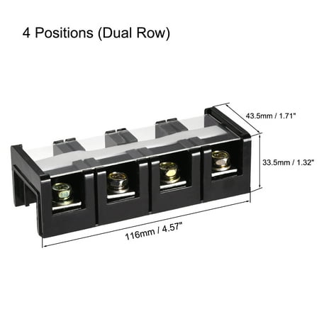 Barrier Terminal Block 600V 60A 4 Positions Double Rows Screw terminals 5 Pieces Barrier Terminal Block 600V 60A 4 Positions Double Rows Screw terminals 5 Pieces